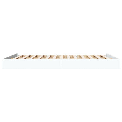 Bed Frame White 150X200 Cm King Size Engineered Wood