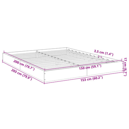 Bed Frame White 150X200 Cm King Size Engineered Wood