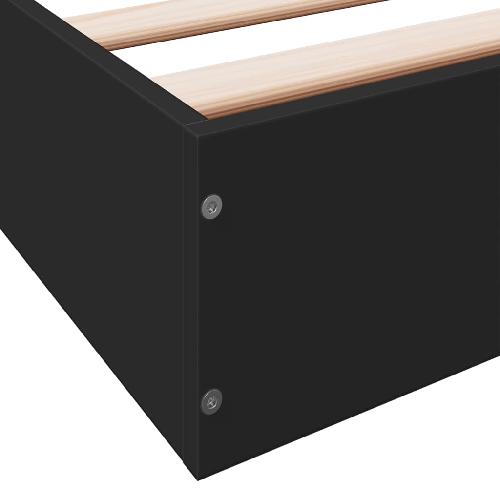 Bed Frame Black 150X200 Cm King Size Engineered Wood