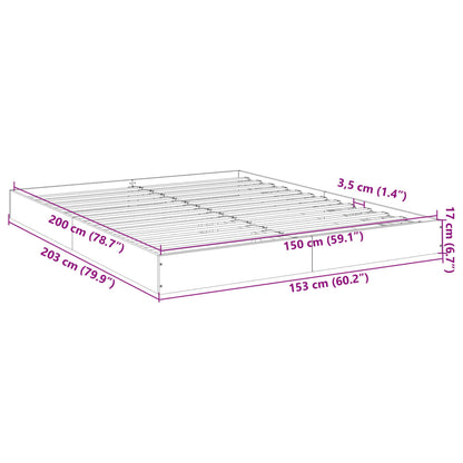 Bed Frame Black 150X200 Cm King Size Engineered Wood