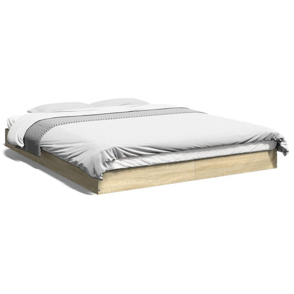 Bed Frame Sonoma Oak 150X200 Cm King Size Engineered Wood