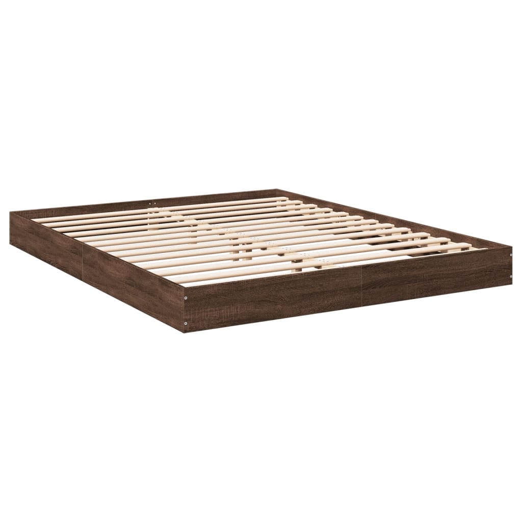 Bed Frame Brown Oak 150X200 Cm King Size Engineered Wood