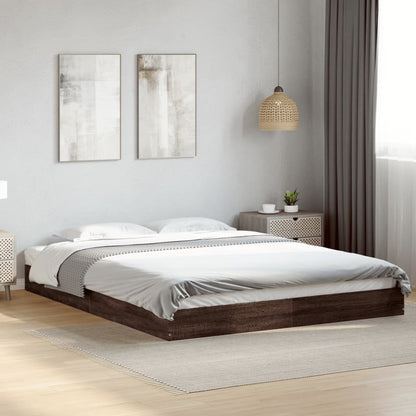 Bed Frame Brown Oak 150X200 Cm King Size Engineered Wood