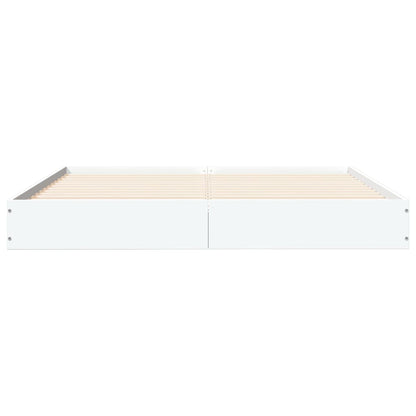 Bed Frame Without Mattress White 120X190 Cm Small Double Engineered Wood