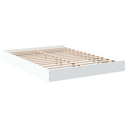 Bed Frame Without Mattress White 120X190 Cm Small Double Engineered Wood