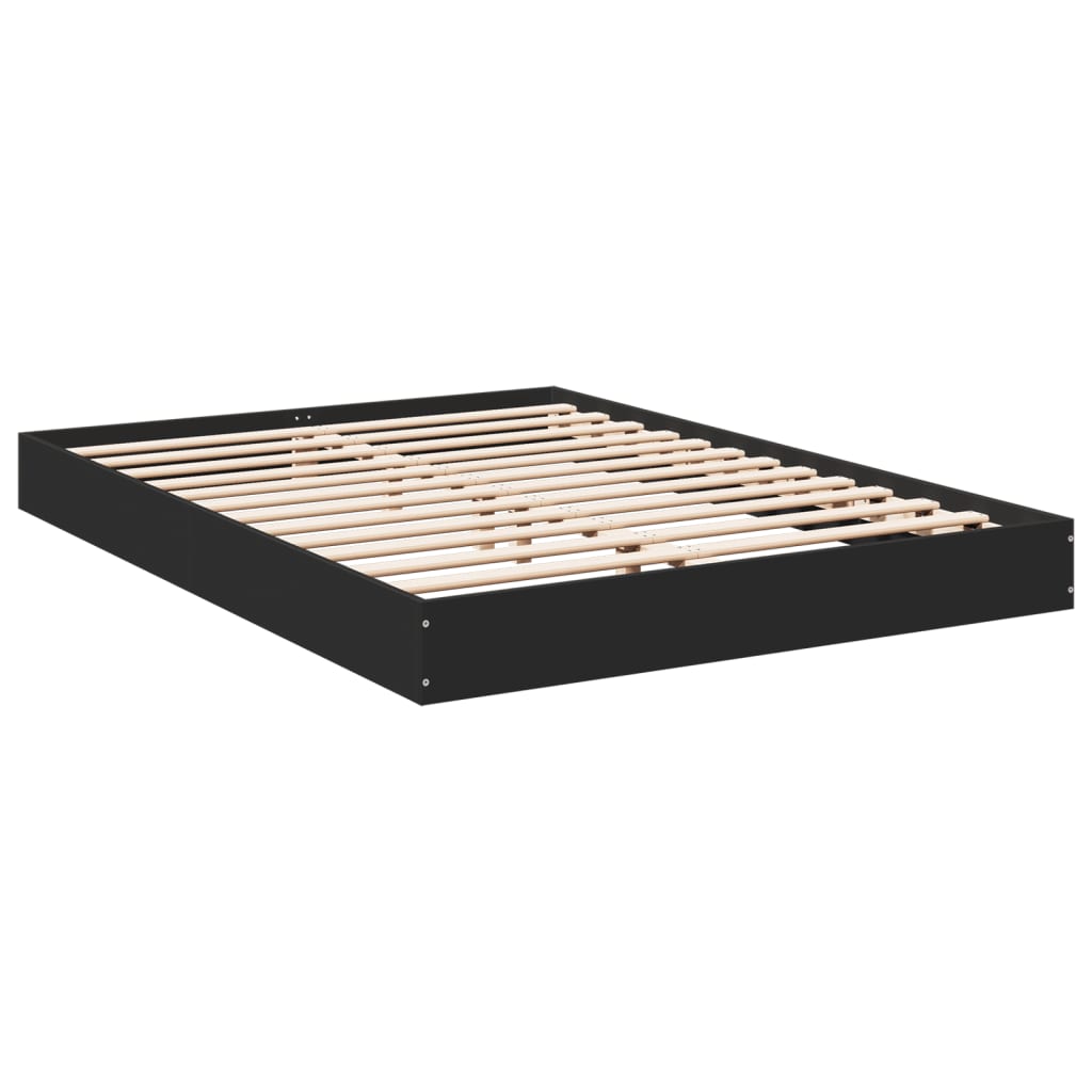 Bed Frame Black 120X190 Cm Small Double Engineered Wood