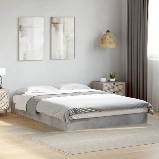 Bed Frame Concrete Grey 120X190 Cm Small Double Engineered Wood