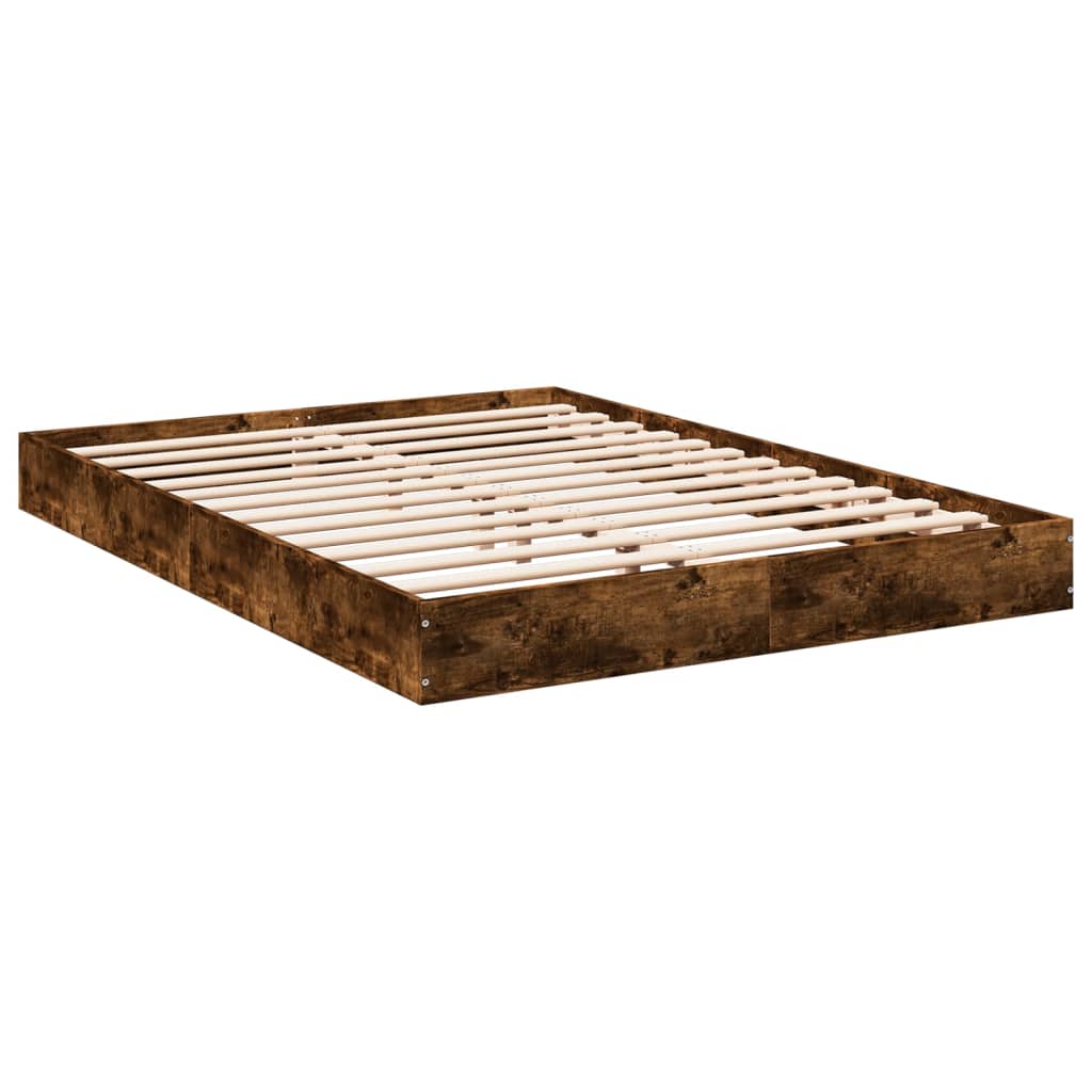 Bed Frame Smoked Oak 120X190 Cm Small Double Engineered Wood