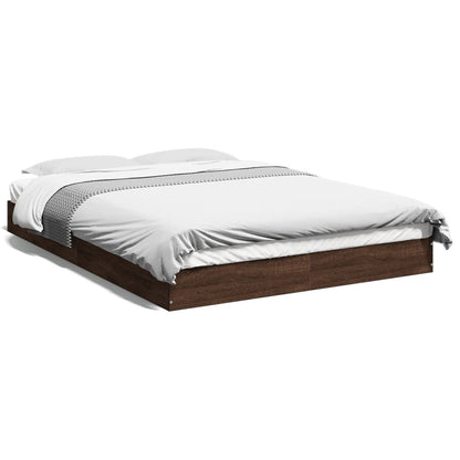 Bed Frame Without Mattress Brown Oak 120X190 Cm Small Double Engineered Wood