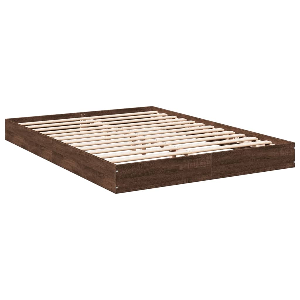 Bed Frame Without Mattress Brown Oak 120X190 Cm Small Double Engineered Wood