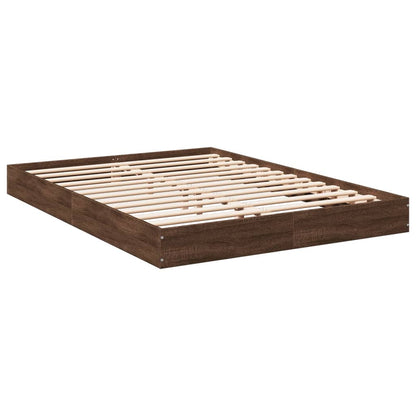 Bed Frame Without Mattress Brown Oak 120X190 Cm Small Double Engineered Wood