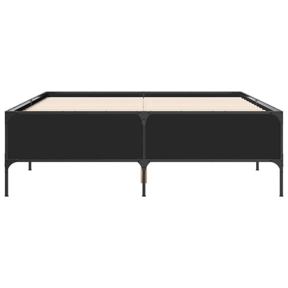 Bed Frame Black 140X200 Cm Engineered Wood And Metal