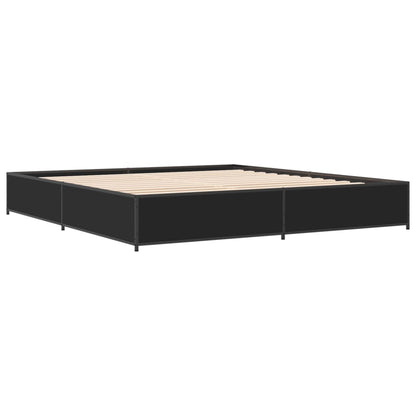 Bed Frame Black 180X200 Cm Super King Engineered Wood And Metal