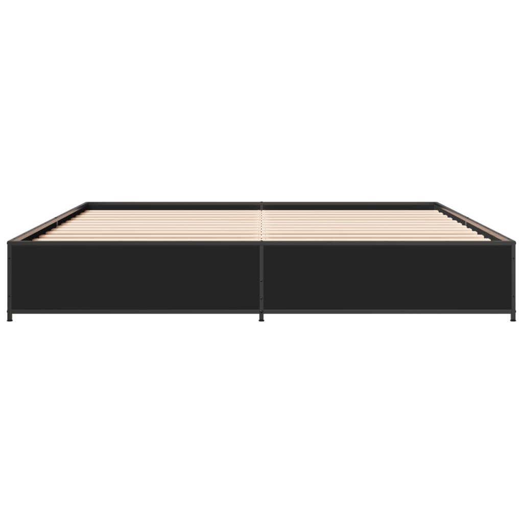 Bed Frame Black 180X200 Cm Super King Engineered Wood And Metal