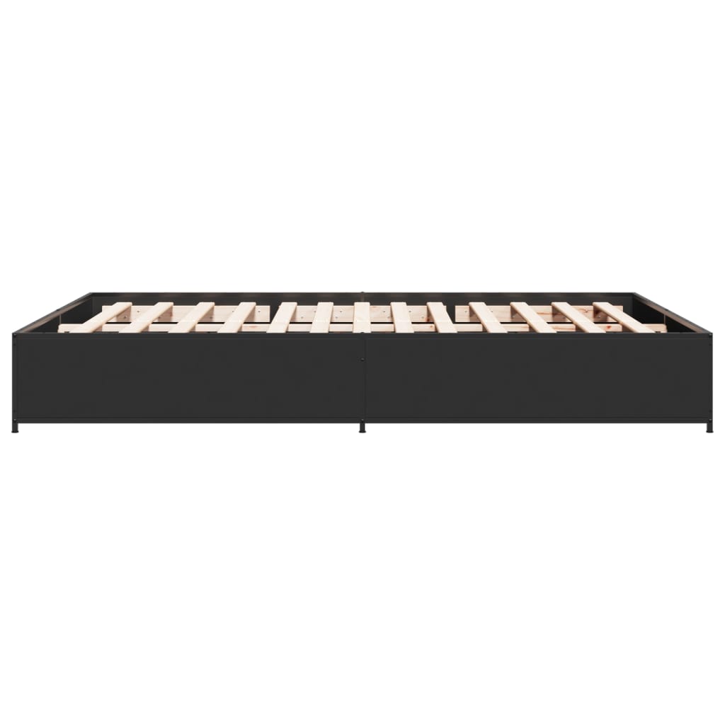 Bed Frame Black 140X200 Cm Engineered Wood And Metal