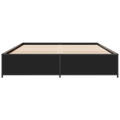 Bed Frame Black 120X200 Cm Engineered Wood And Metal