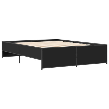 Bed Frame Black 160X200 Cm Engineered Wood And Metal