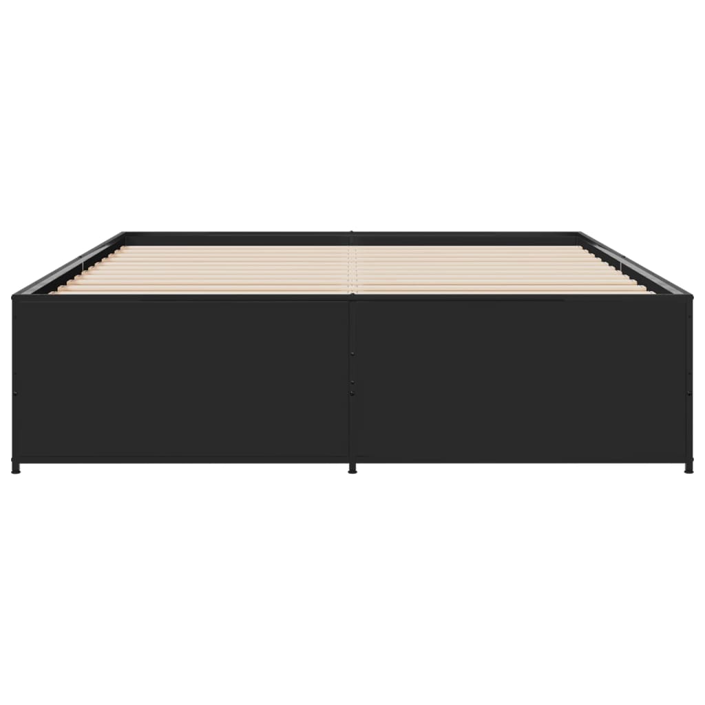 Bed Frame Black 160X200 Cm Engineered Wood And Metal