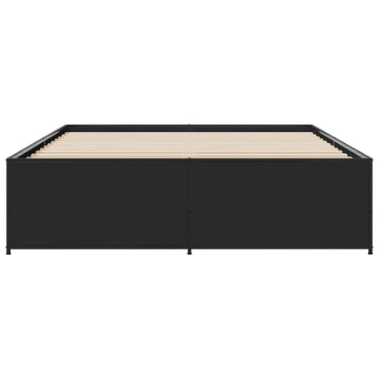 Bed Frame Black 160X200 Cm Engineered Wood And Metal