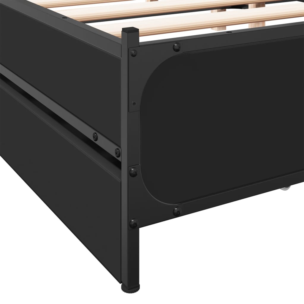 Bed Frame With Drawers Black 180X200 Cm Super King Engineered Wood