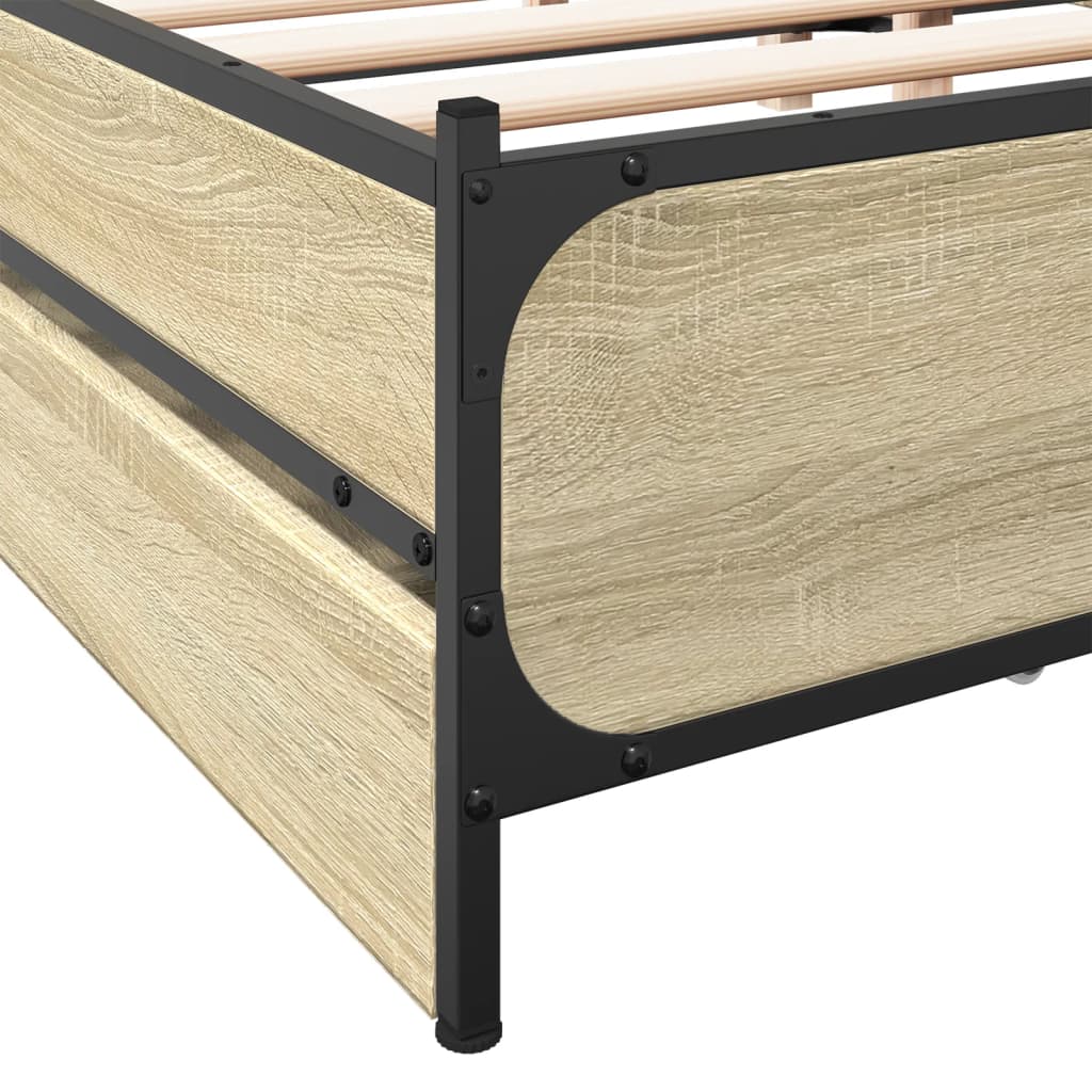 Bed Frame With Drawers Sonoma Oak 180X200 Cm Super King Engineered Wood