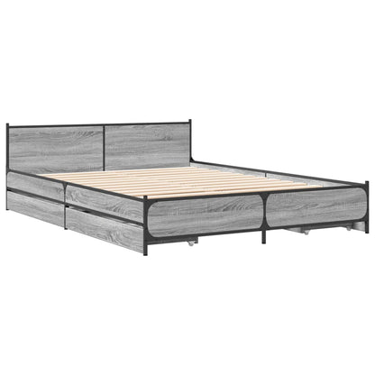 Bed Frame With Drawers Without Mattress Grey Sonoma 120X190 Cm Small Double