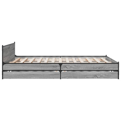 Bed Frame With Drawers Without Mattress Grey Sonoma 120X190 Cm Small Double