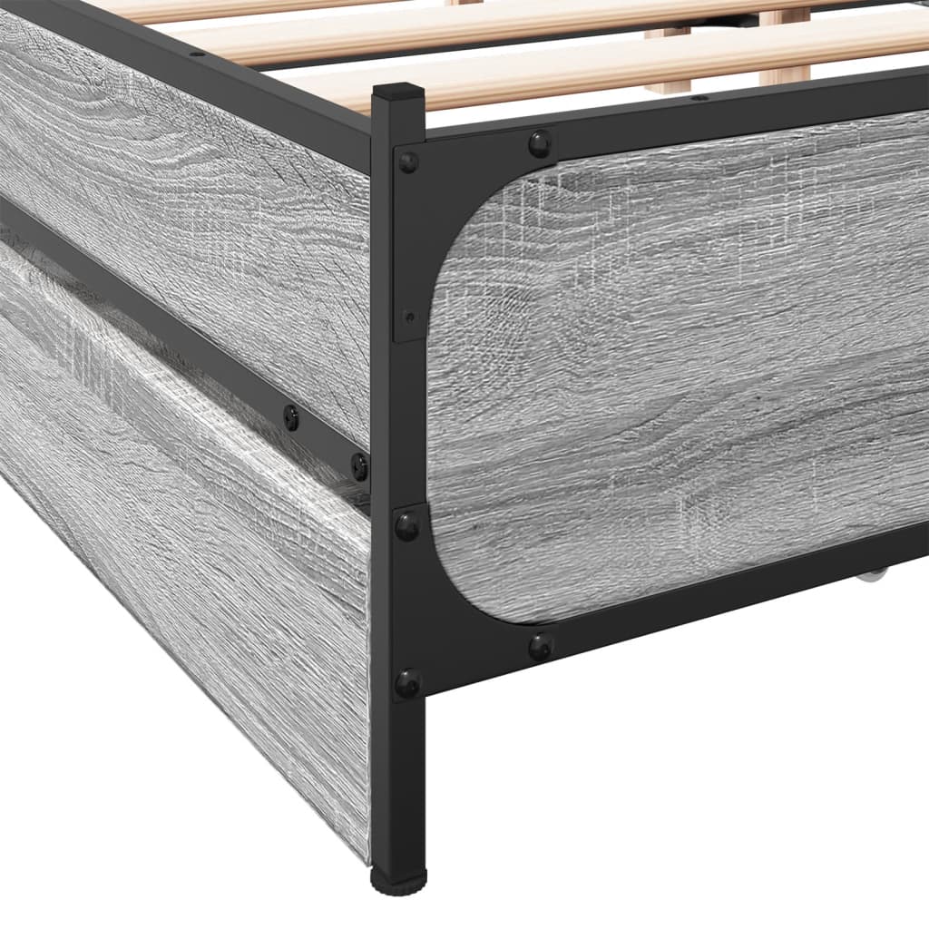 Bed Frame With Drawers Without Mattress Grey Sonoma 120X190 Cm Small Double