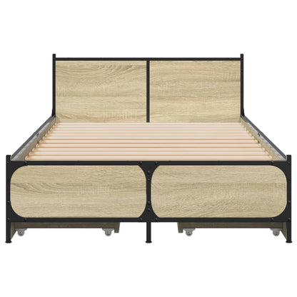 Bed Frame With Drawers Sonoma Oak 90X190 Cm Single Engineered Wood