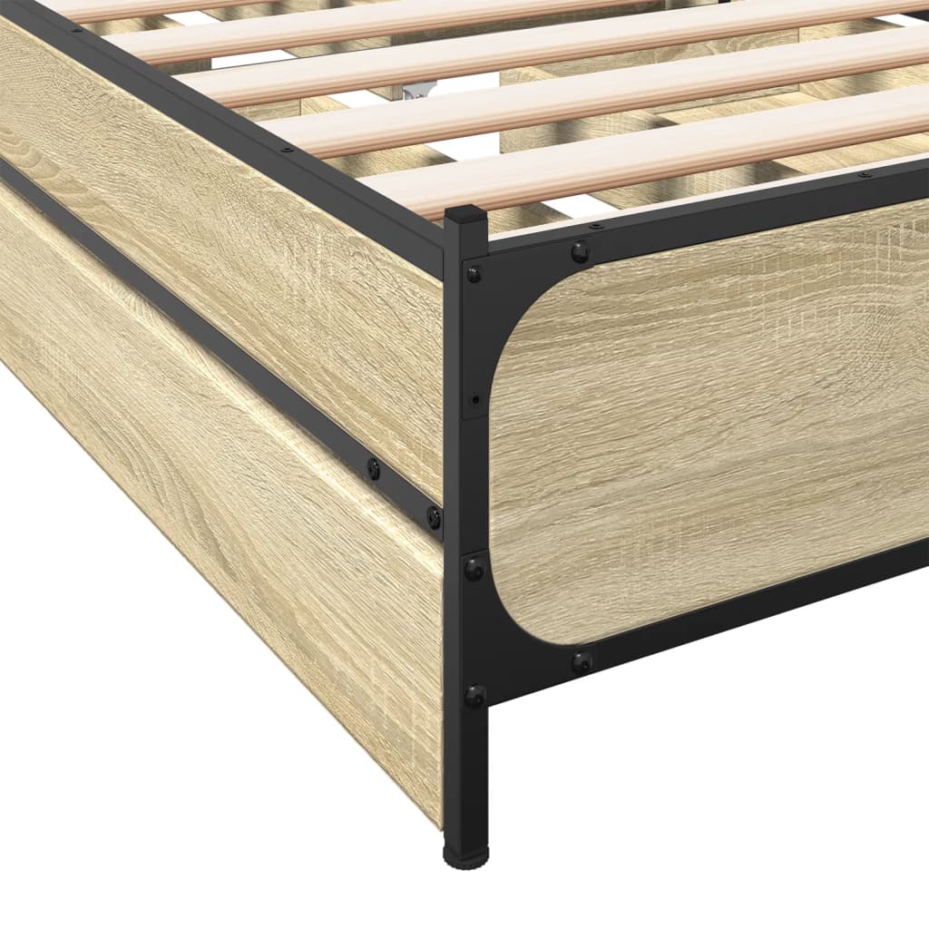 Bed Frame With Drawers Sonoma Oak 90X190 Cm Single Engineered Wood