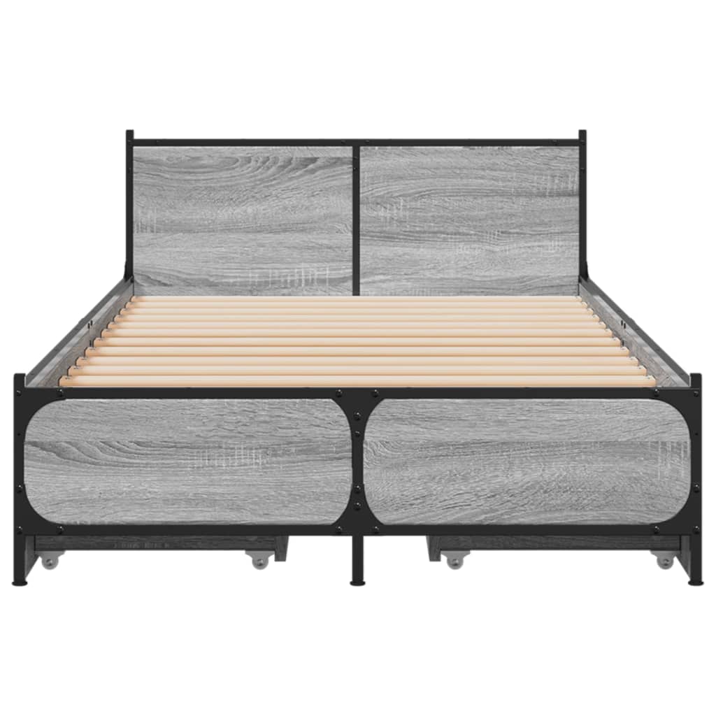 Bed Frame With Drawers Grey Sonoma 90X190 Cm Single Engineered Wood