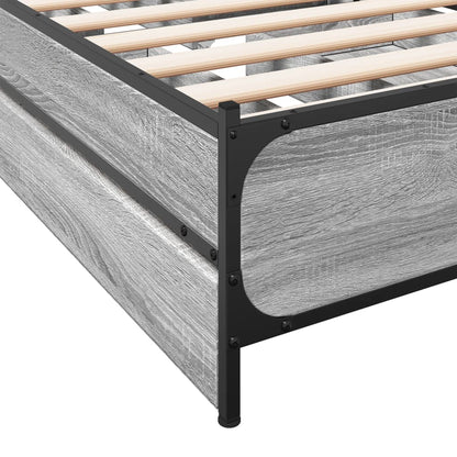 Bed Frame With Drawers Grey Sonoma 90X190 Cm Single Engineered Wood