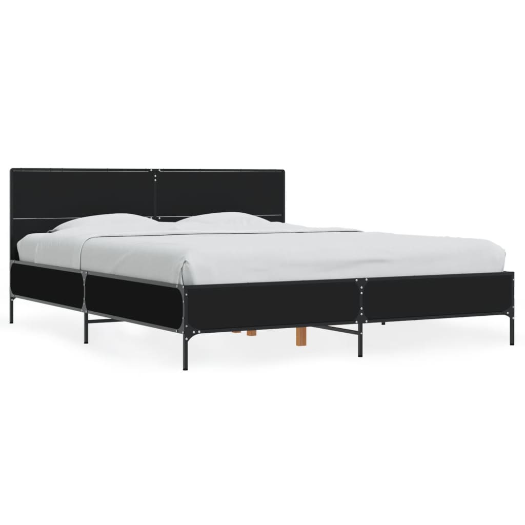 Bed Frame Without Mattress Black 150X200 Cm King Size