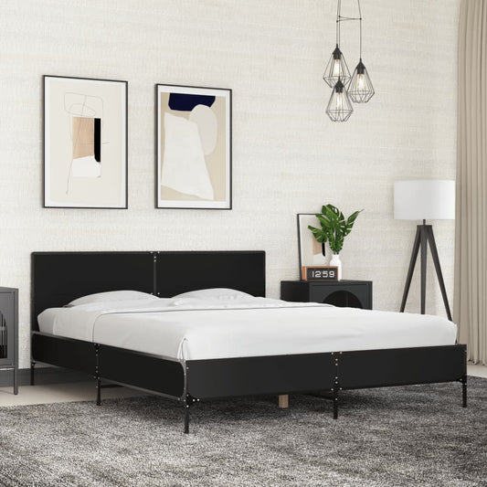 Bed Frame Without Mattress Black 150X200 Cm King Size