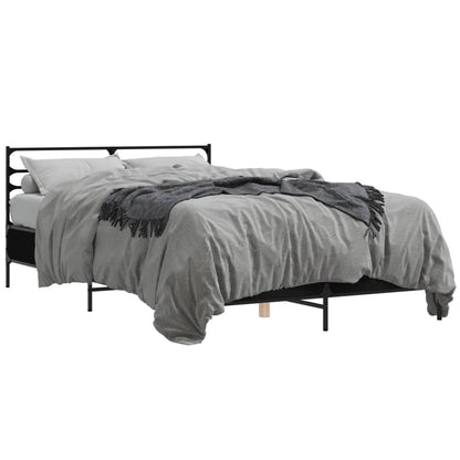 Bed Frame Black 120X200 Cm Engineered Wood And Metal