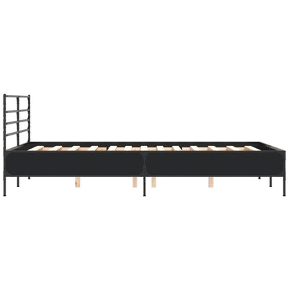 Bed Frame Black 120X200 Cm Engineered Wood And Metal