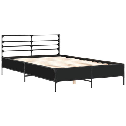 Bed Frame Black 140X200 Cm Engineered Wood And Metal