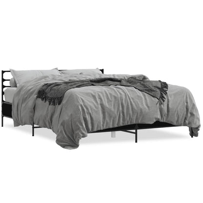 Bed Frame Black 150X200 Cm King Size Engineered Wood And Metal