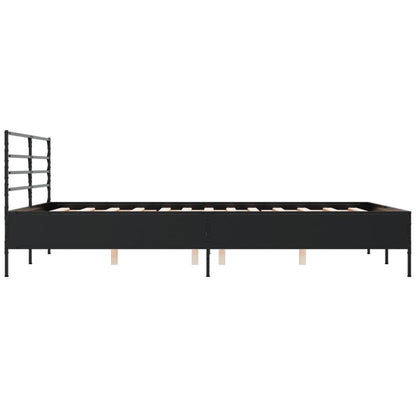 Bed Frame Black 150X200 Cm King Size Engineered Wood And Metal