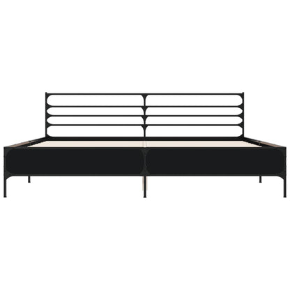 Bed Frame Black 180X200 Cm Super King Engineered Wood And Metal