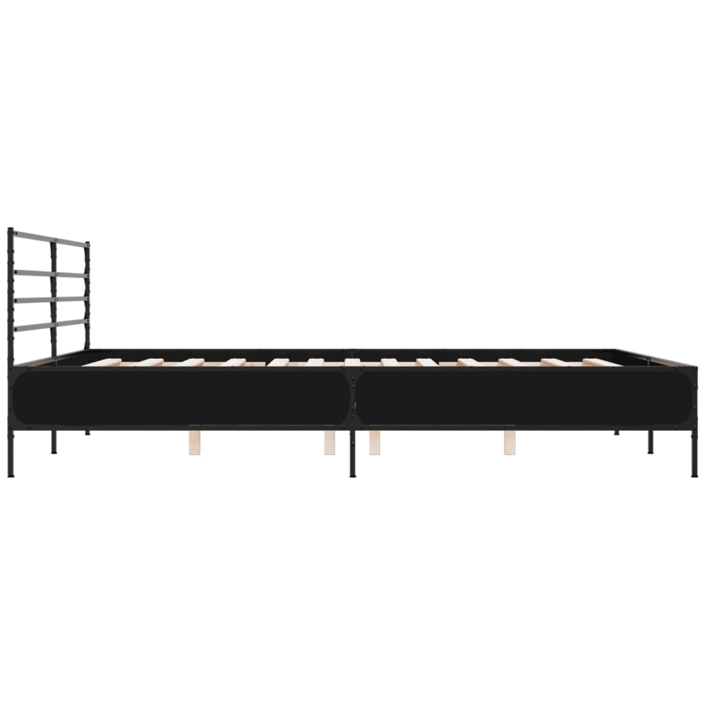 Bed Frame Black 180X200 Cm Super King Engineered Wood And Metal