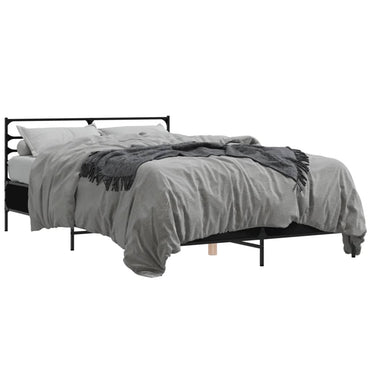 Bed Frame Black 120X190 Cm Small Double Engineered Wood And Metal