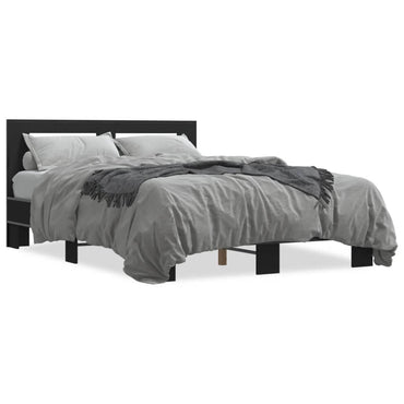 Bed Frame Black 120X200 Cm Engineered Wood And Metal