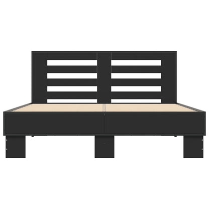 Bed Frame Black 120X200 Cm Engineered Wood And Metal