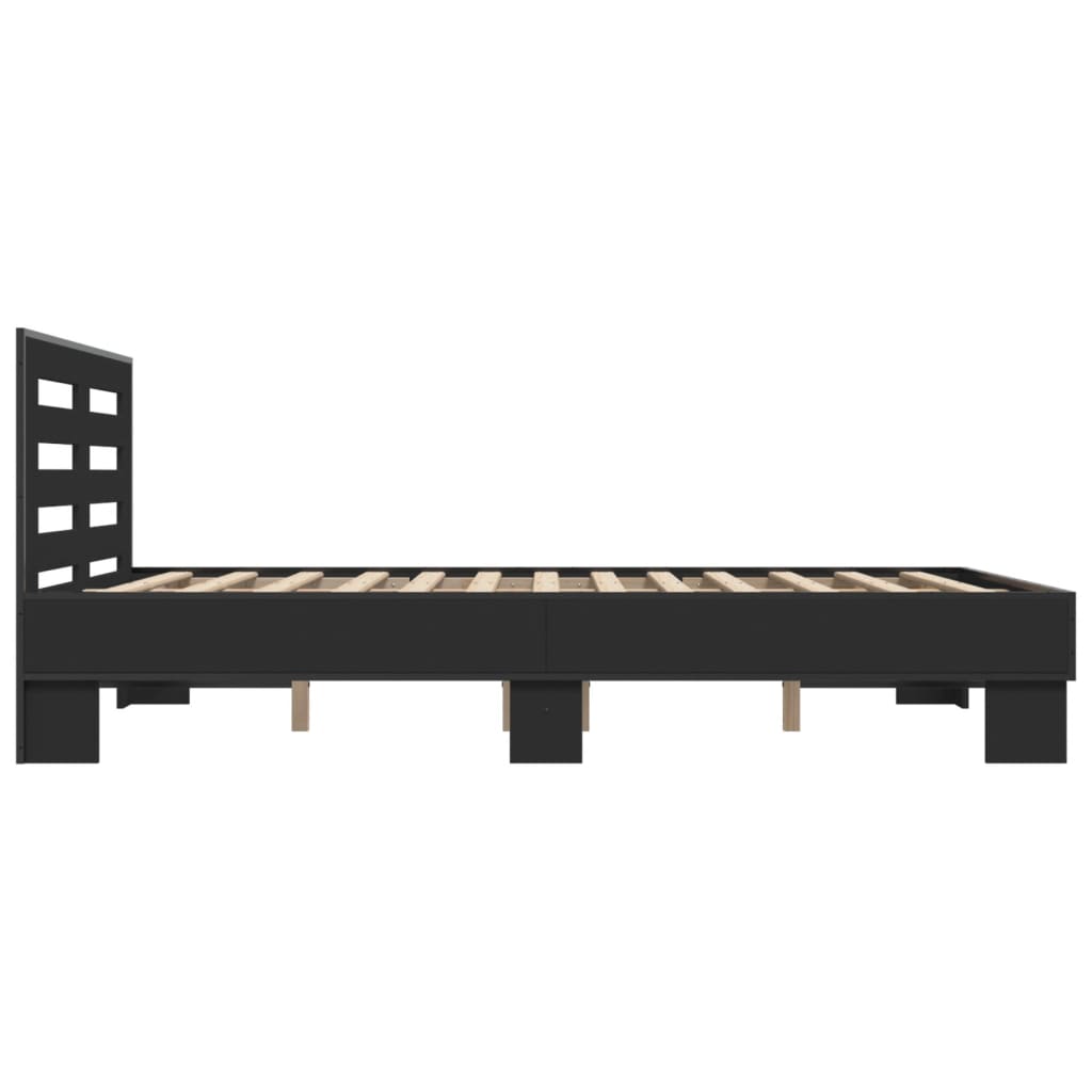 Bed Frame Black 120X200 Cm Engineered Wood And Metal