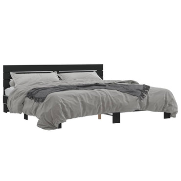 Bed Frame Black 200X200 Cm Engineered Wood And Metal