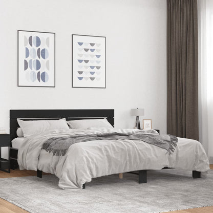 Bed Frame Black 200X200 Cm Engineered Wood And Metal