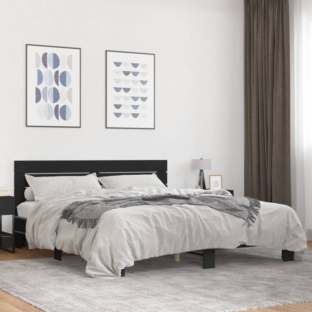 Bed Frame Without Mattress Black 180X200 Cm Super King