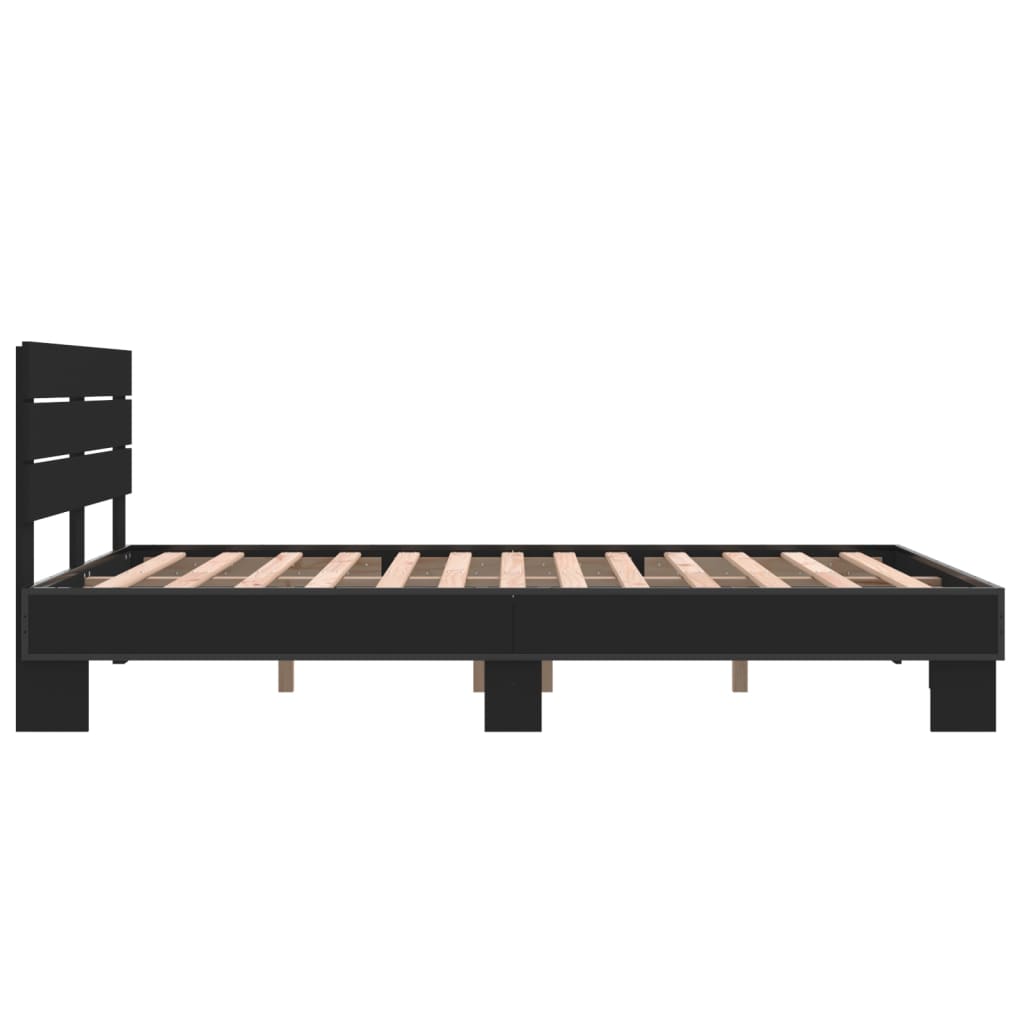 Bed Frame Black 120X200 Cm Engineered Wood And Metal