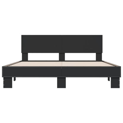 Bed Frame Black 160X200 Cm Engineered Wood And Metal